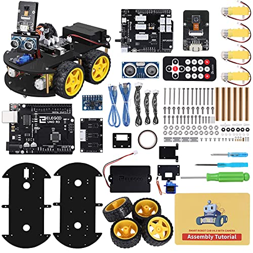 ELEGOO Smart Robot Car Kit V4.0 Kompatibel mit Arduino IDE Elektronik Baukasten mit Kamera, UNO R3 , Line Tracking Modul, Ultraschallsensor, Bluetooth-Modul, Auto Roboter Spielzeug für Kinder