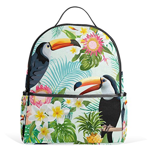 Kinder-Rucksack, niedlich, modisch, Blätter, Blumen, Flamingos, Schulrucksäcke für Jungen und Mädchen, Büchertaschen, Reise, Laptoptaschen