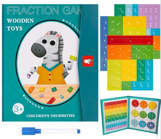 YAOZUP Fraction Game, Arithmetisches Lernspielzeug, 9 Farbcodiert Magnetisches Bruchrechnen Spiel, Magnetic Fraction Tiles & Fraction Circles für Brüche Lernen,Montessori Mathe Spielzeug, Ab 7 Jahre