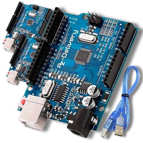 AZDelivery 3 x Mikrocontroller Board AZ- ATmega328 - Board | Der Mikrocontroller ist kompatibel mit Arduino IDE und auch mit dem Arduino UNO | Das AZ Delivery Board mit USB-Kabel inklusive E-Book!