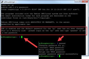 SSH Passwort ändern für PI